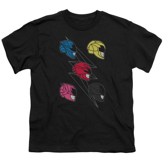 Power Rangers Line Helmets Kids Youth T Shirt Black Officially Licensed