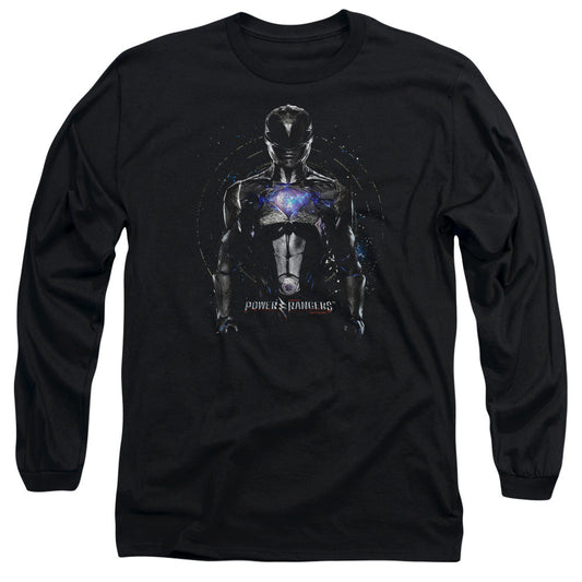 Power Rangers Black Ranger Mens Long Sleeve Shirt Black Officially Licensed