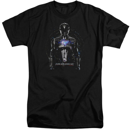 Power Rangers Black Ranger Mens Tall T Shirt Black Officially Licensed