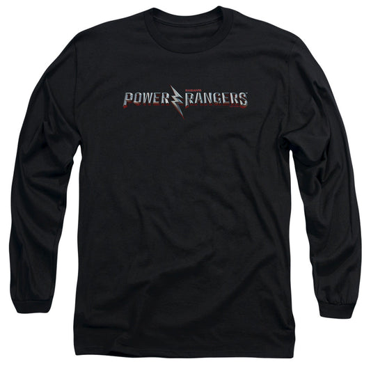Power Rangers Movie Logo Mens Long Sleeve Shirt Black Officially Licensed