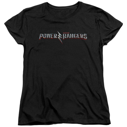 Power Rangers Movie Logo Womens T Shirt Black Officially Licensed