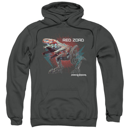 Power Rangers Red Zord Mens Hoodie Charcoal Officially Licensed
