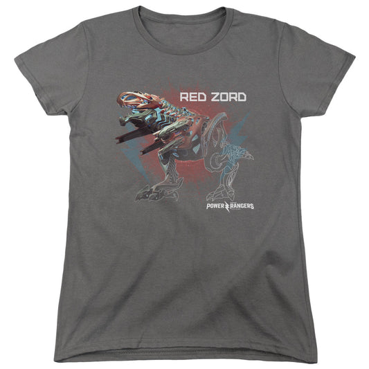 Power Rangers Red Zord Womens T Shirt Charcoal Officially Licensed