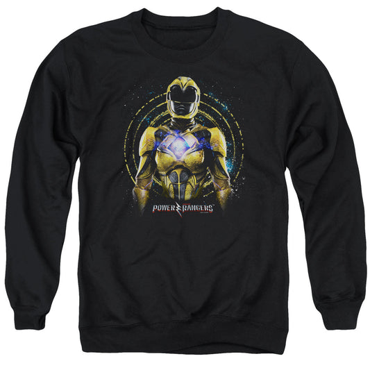 Power Rangers Yellow Ranger Mens Crewneck Sweatshirt Black Officially Licensed