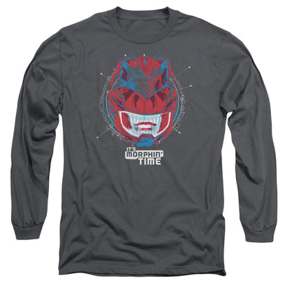 Power Rangers Its Morphin Time Mens Long Sleeve Shirt Charcoal Officially Licensed