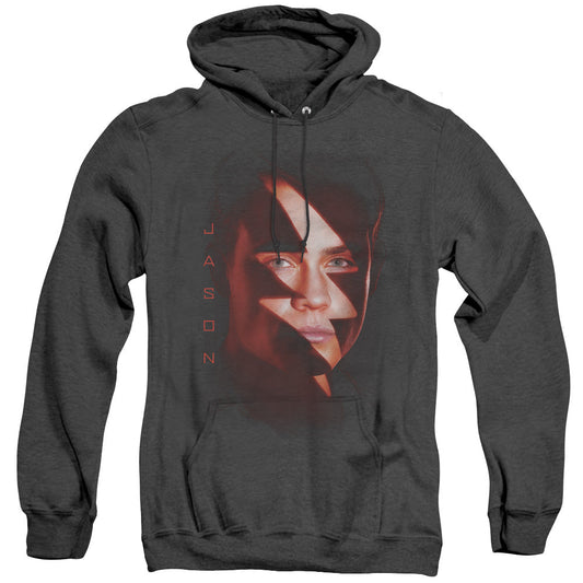 Power Rangers Jason Bolt Heather Mens Hoodie Black Officially Licensed