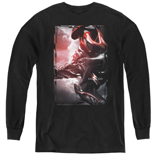 Power Rangers Red Zord Poster Long Sleeve Kids Youth T Shirt Black Officially Licensed