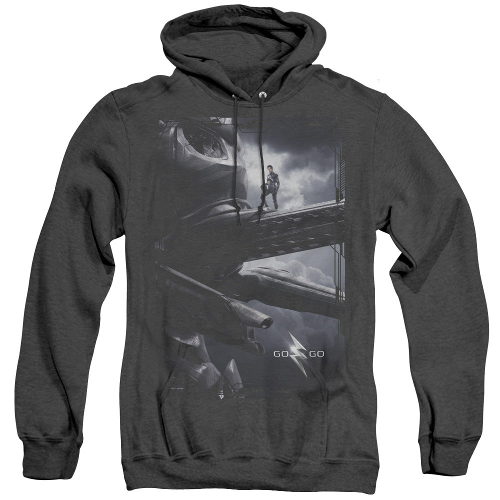 Power Rangers Black Zord Poster Mens Heather Hoodie Black Officially Licensed