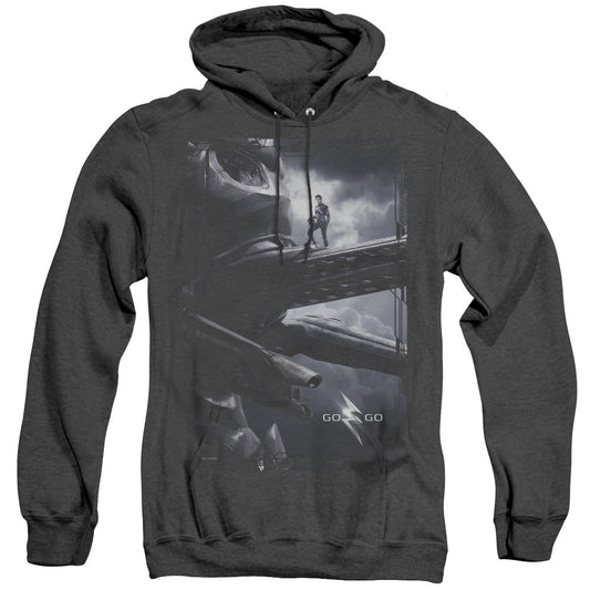 Power Rangers Black Zord Poster Mens Heather Hoodie Black Officially Licensed