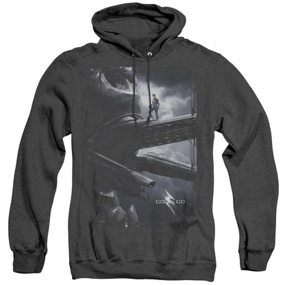 Power Rangers Black Zord Poster Mens Heather Hoodie Black Officially Licensed