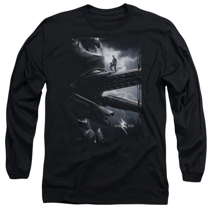 Power Rangers Black Zord Poster Mens Long Sleeve Shirt Black Officially Licensed