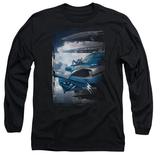 Power Rangers Blue Zord Poster Mens Long Sleeve Shirt Black Officially Licensed