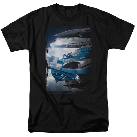 Power Rangers Blue Zord Poster Mens T Shirt Black Officially Licensed