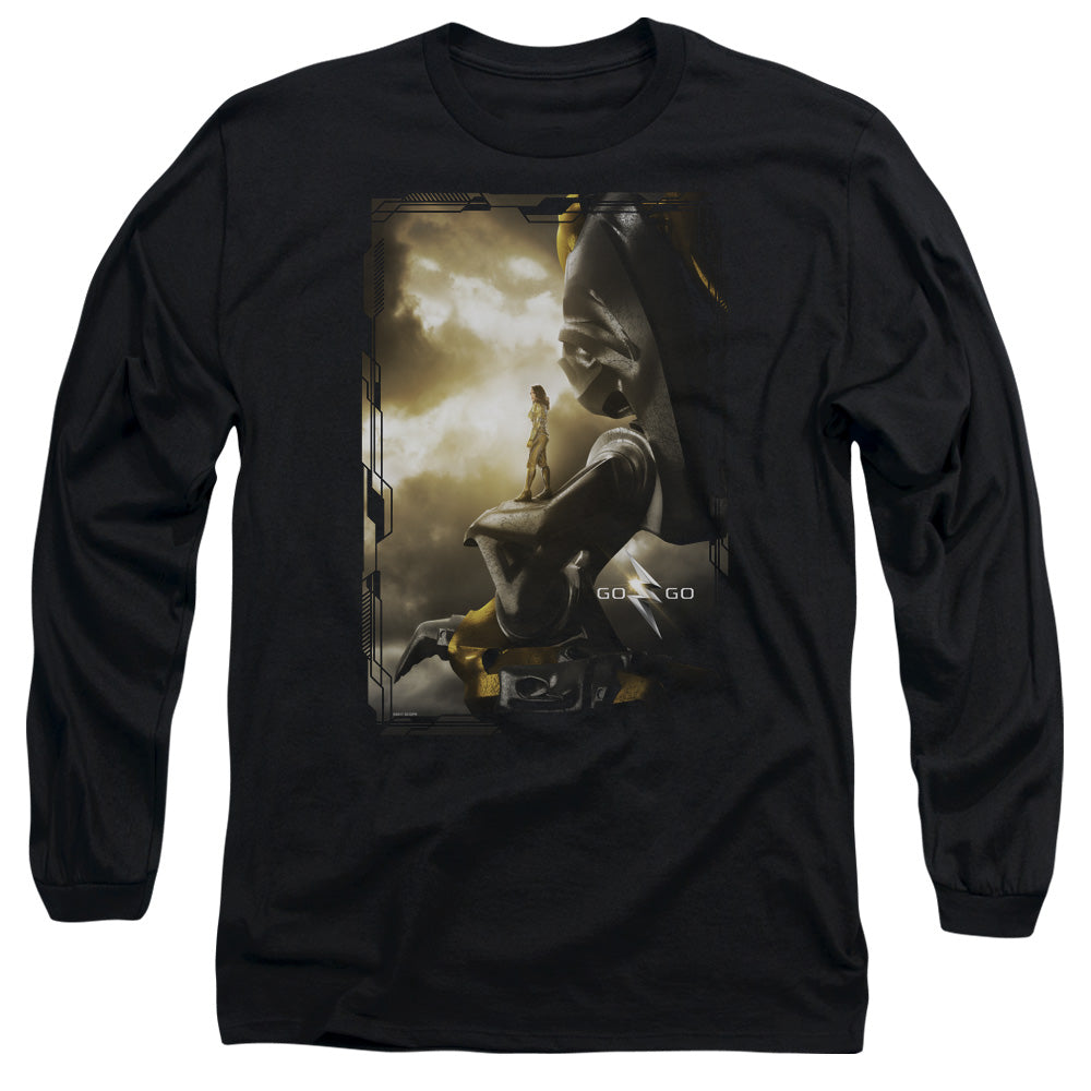 Power Rangers Yellow Zord Poster Mens Long Sleeve Shirt Black Officially Licensed