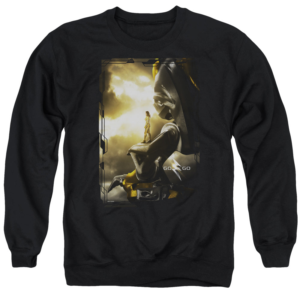 Power Rangers Yellow Zord Poster Mens Crewneck Sweatshirt Black Officially Licensed