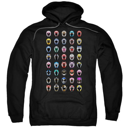Power Rangers Visual Timeline Mens Hoodie Black Officially Licensed