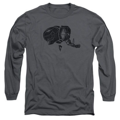 Power Rangers Black Mens Long Sleeve Shirt Charcoal Officially Licensed