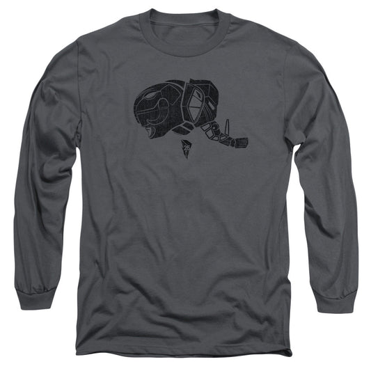 Power Rangers Black Mens Long Sleeve Shirt Charcoal Officially Licensed