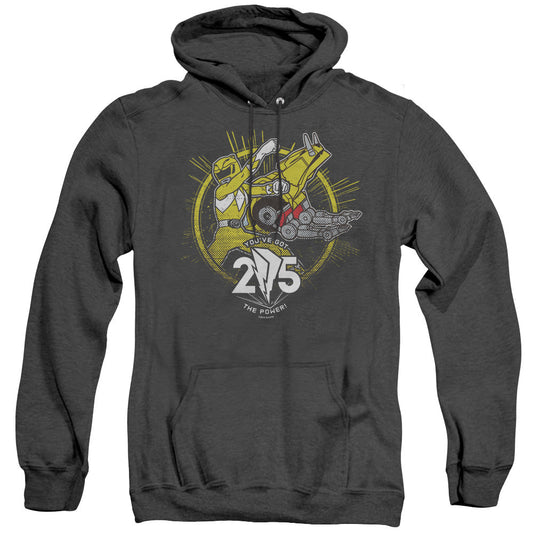 Power Rangers Yellow 25 Heather Mens Hoodie Black Officially Licensed