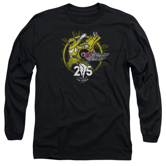 Power Rangers Yellow 25 Mens Long Sleeve Shirt Black Officially Licensed