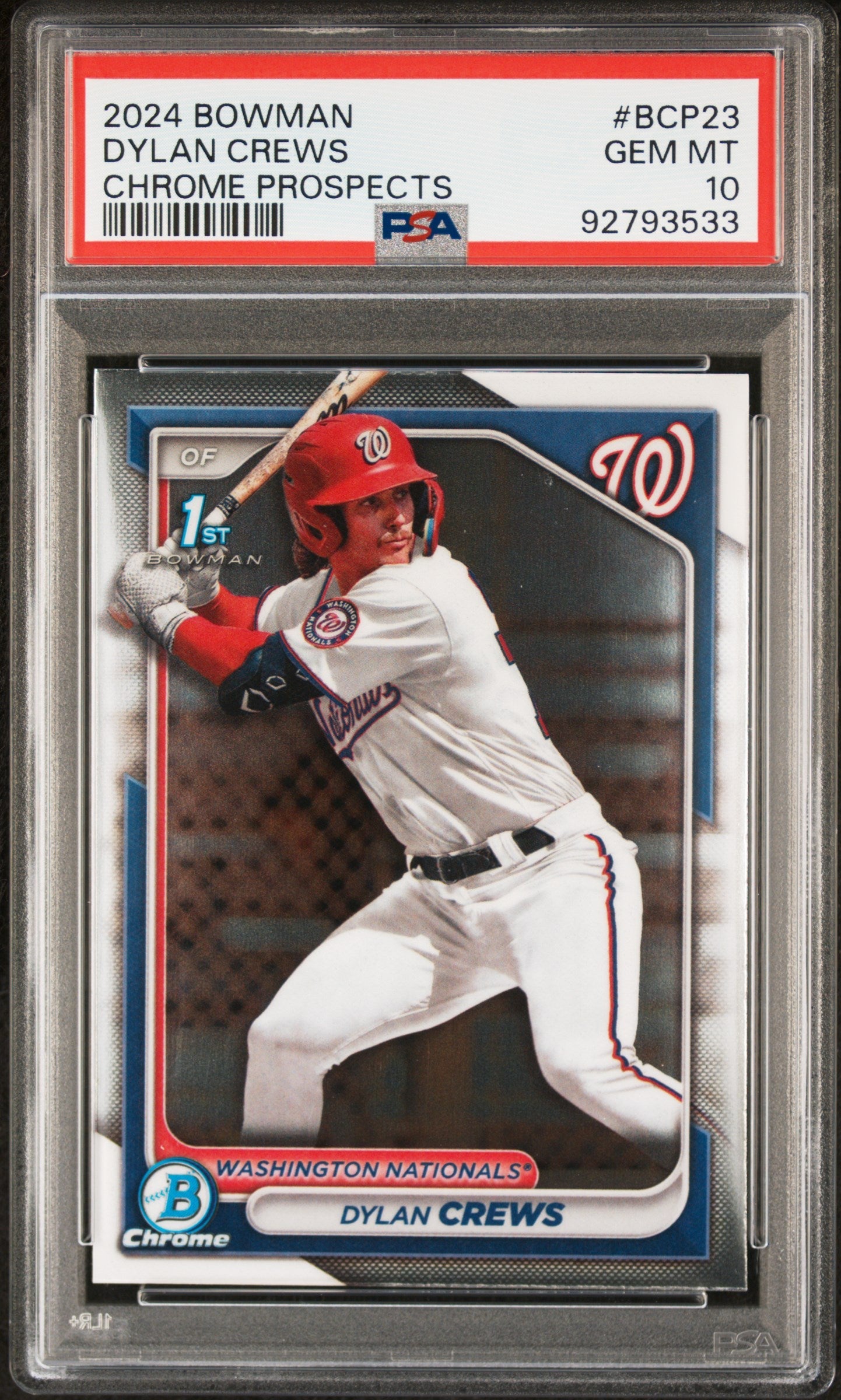 Graded 2024 Topps Bowman Dylan Crews #BCP23 Chrome Prospects Rookie RC Baseball Card PSA 10 Gem Mint