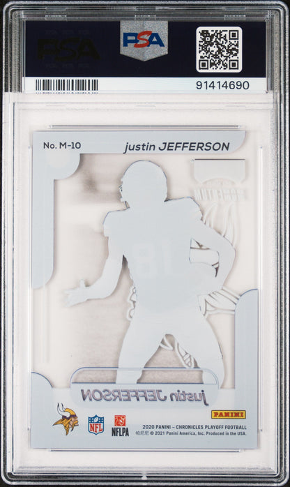 Graded 2020 Panini Chronicles Justin Jefferson #M10 Playoff Momentum Rookies Rookie RC Football Card PSA 10 Gem Mint