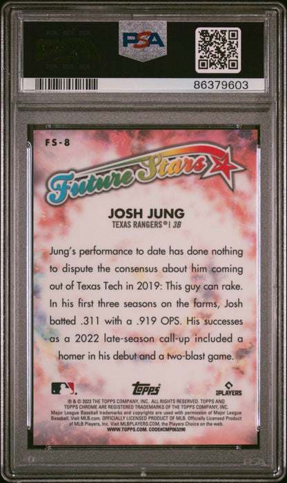 Graded 2023 Topps Chrome Logofractor Edition Josh Jung #FS8 Future Stars Rookie RC Baseball Card PSA 10 Gem Mint