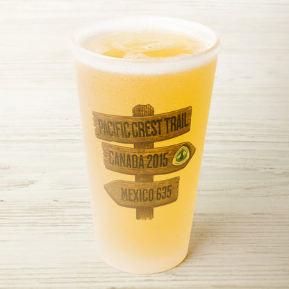 Pacific Crest Trail Mileage Sign Frosted Pint Glass