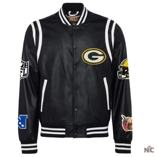 Packers Vegan Leather Varsity Jacket