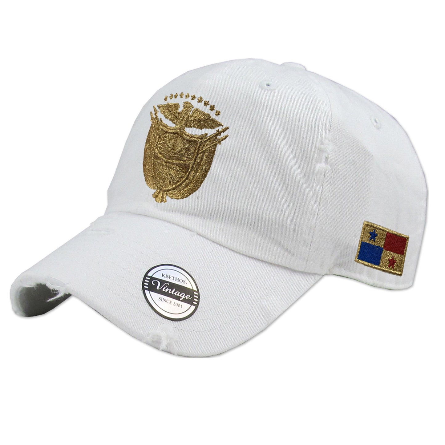 Vintage Panama Hats with Embroidered Panama Shield and Flag