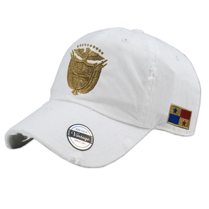 Vintage Panama Hats with Embroidered Panama Shield and Flag