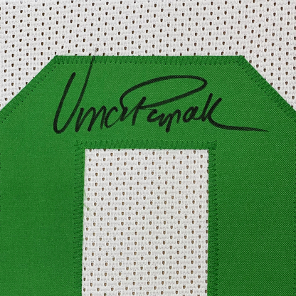 Framed Autographed/Signed Vince Papale 35x39 Philadelphia White Football Jersey JSA COA