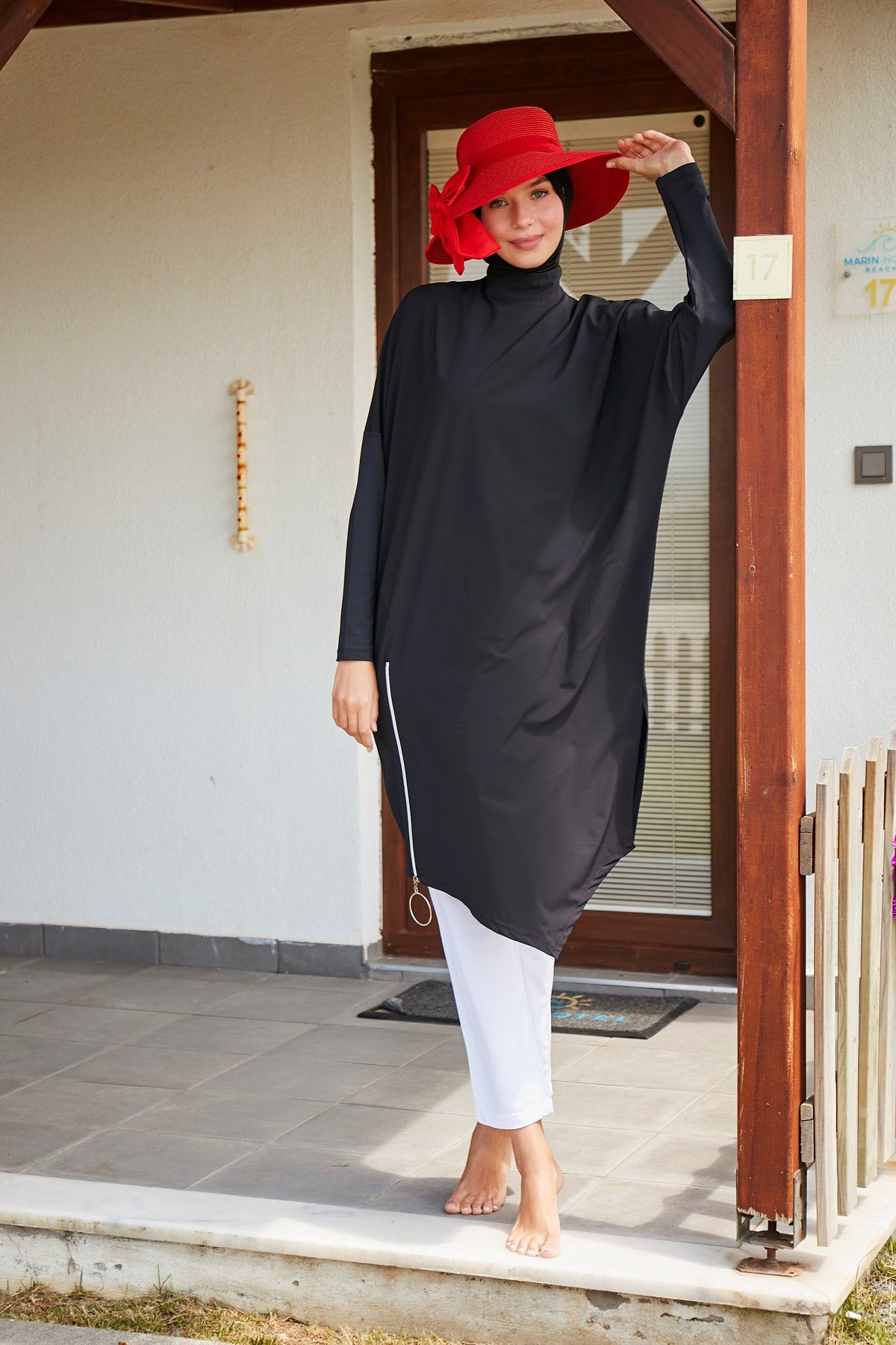 Lycra Black Burkini Modest Swimwear M2318