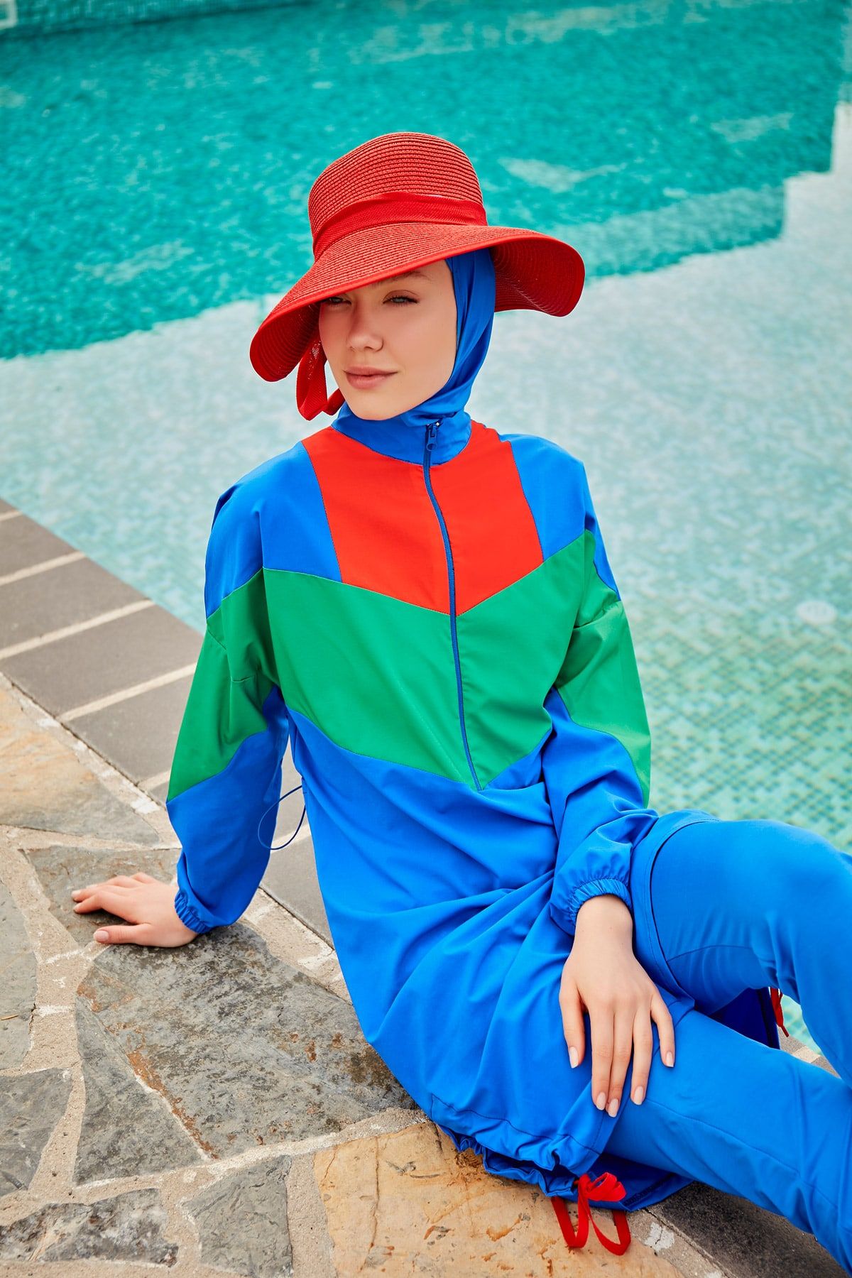 Woven Sax Burkini Modest Swimwear M2306