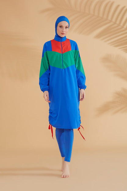 Woven Sax Burkini Modest Swimwear M2306