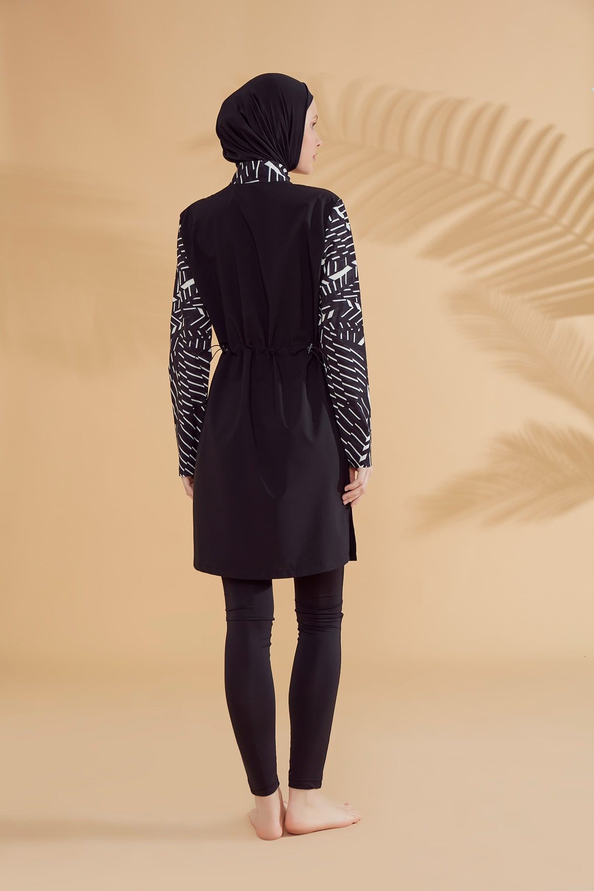 Woven Black Burkini Modest Swimwear M2326