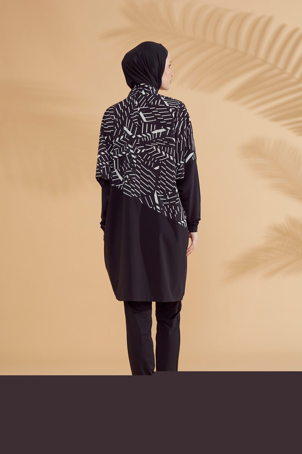 Woven Black Burkini Modest Swimwear M2327