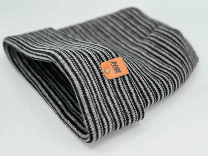 Patented H Stitch Contrast Cuffed Beanie, Black and Gray