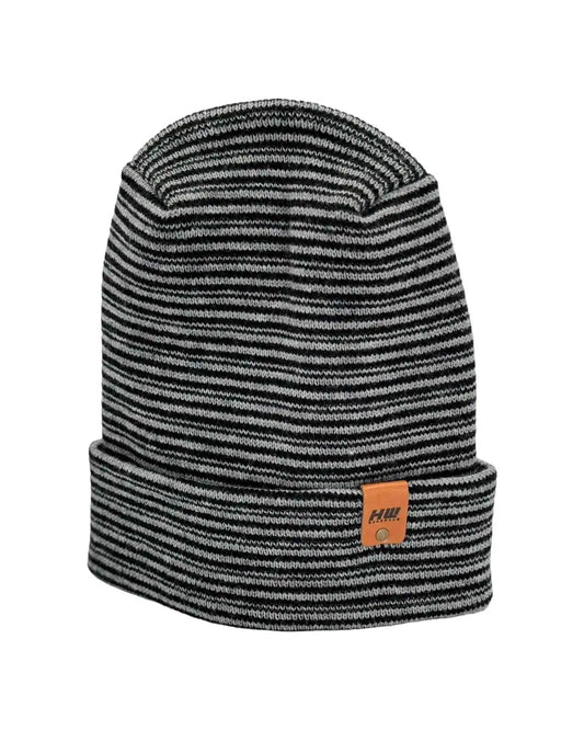 Patented H Stitch Contrast Cuffed Beanie, Black and Gray