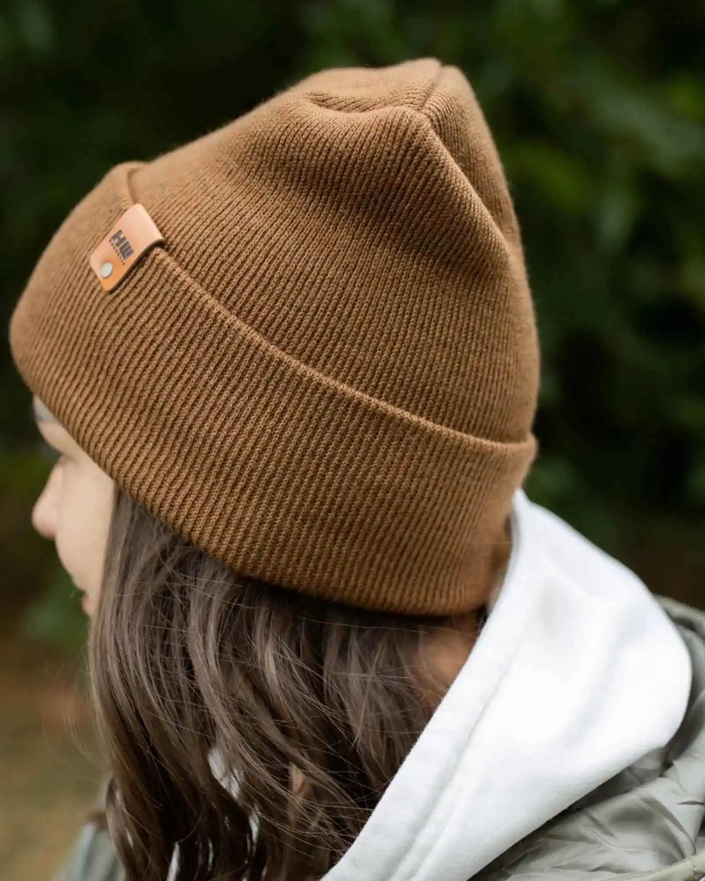 Patented H Stitch Cuffed Beanie, Camel Brown