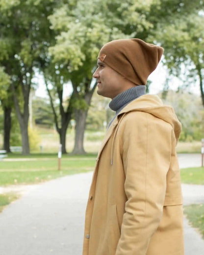 Patented H Stitch Cuffed Beanie, Camel Brown