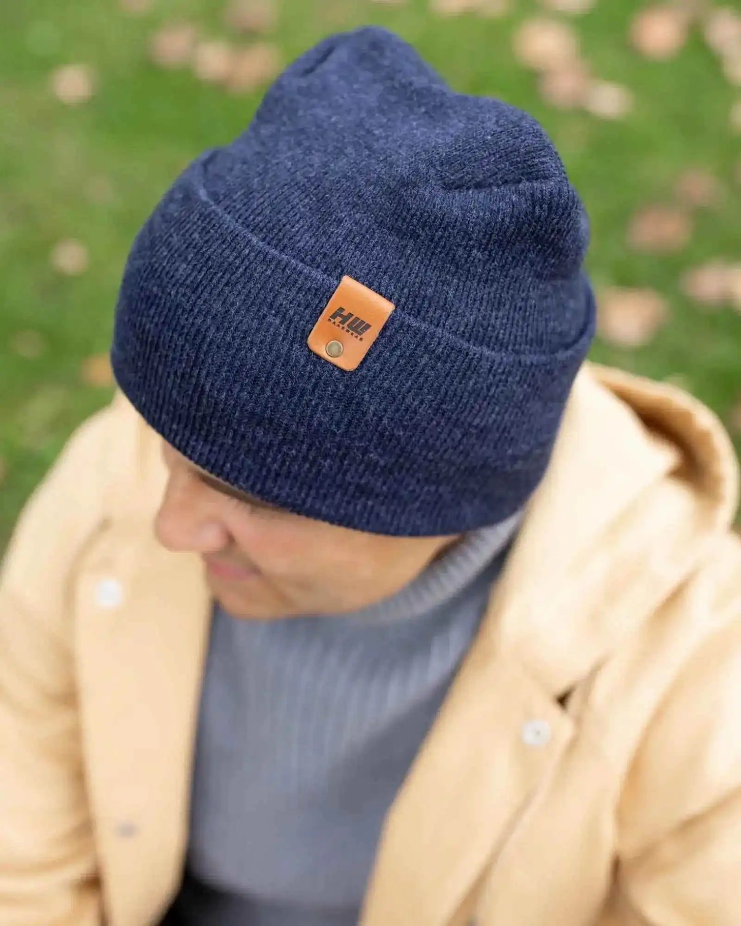 Patented H Stitch Cuffed Beanie, Denim Blue