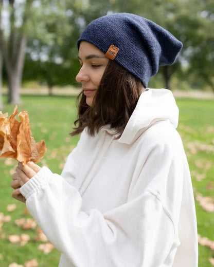 Patented H Stitch Cuffed Beanie, Denim Blue