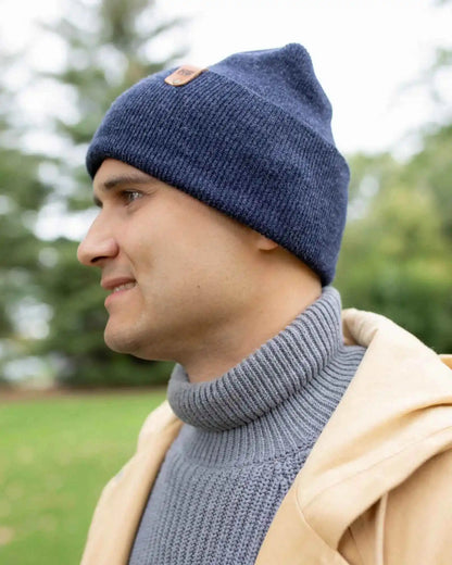 Patented H Stitch Cuffed Beanie, Denim Blue