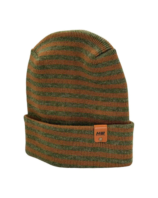 Patented H Stitch RoRo Cuffed Beanie, Brown and Green