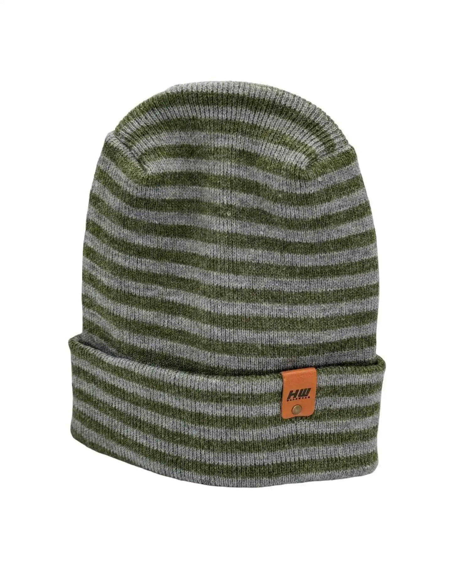 Patented H Stitch RoRo Cuffed Beanie, Gray and Green