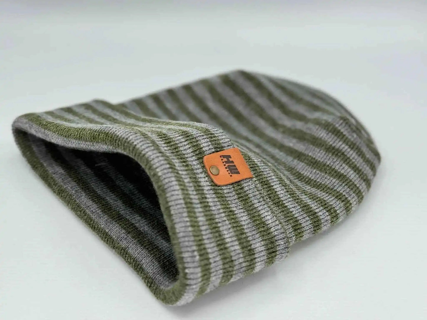 Patented H Stitch RoRo Cuffed Beanie, Gray and Green