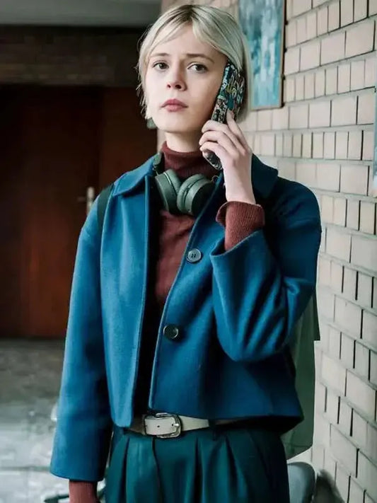 Patience 2025 Ella Maisy Purvis Blue Wool Jacket