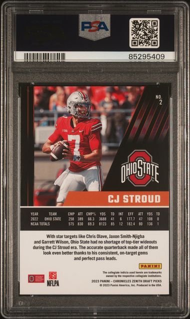 Graded 2023 Panini Chronicles DP CJ Stroud #2 Zenith Rookie RC Football Card PSA 10 Gem Mint