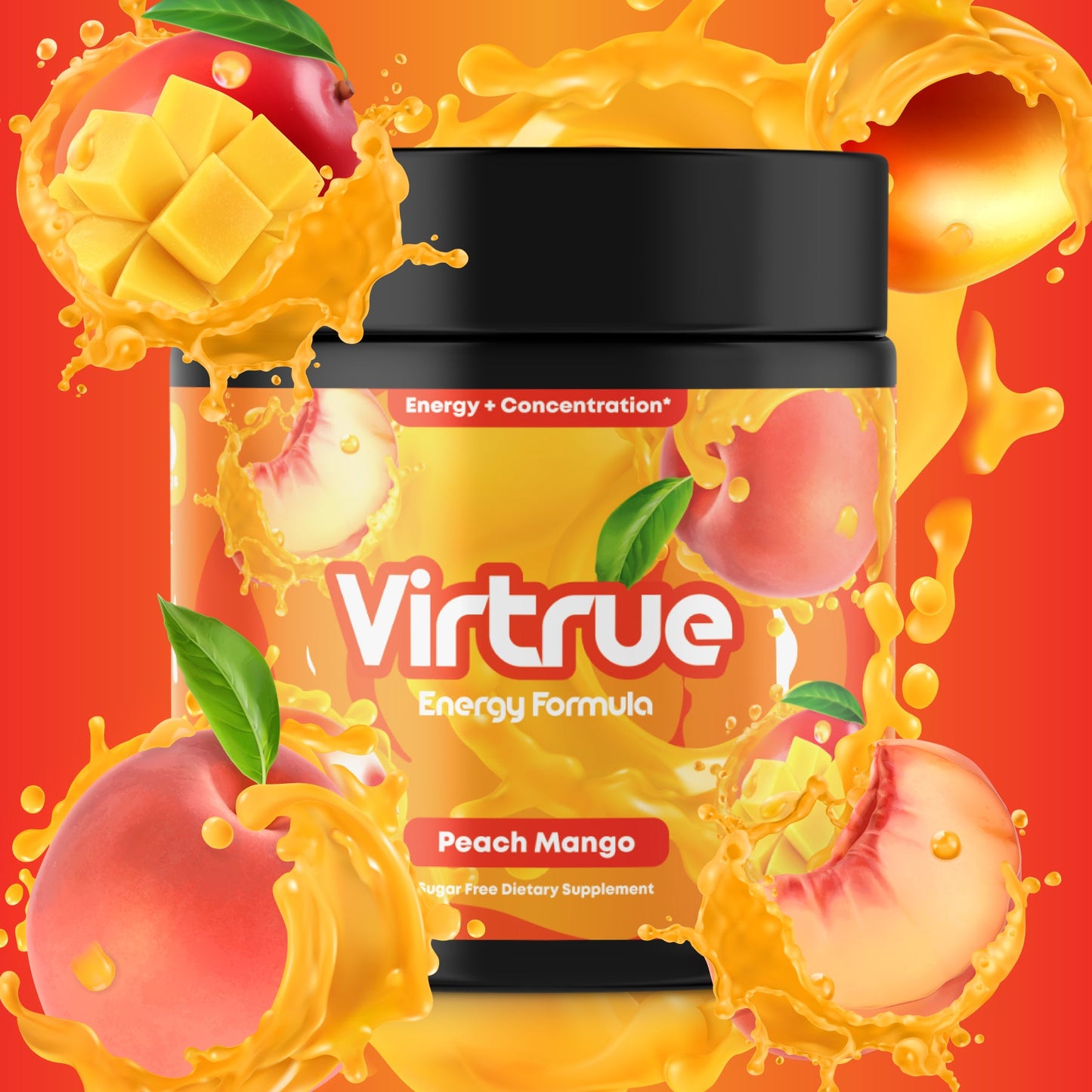 Peach Mango Pre-Workout Energy Powder + Focus Boost & Hydration | Sugar Free